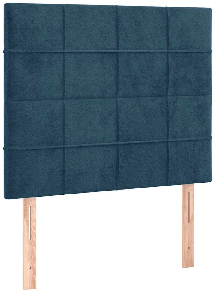 Lova su spyruoklėmis/čiužiniu/LED, mėlyna, 120x200cm, aksomas