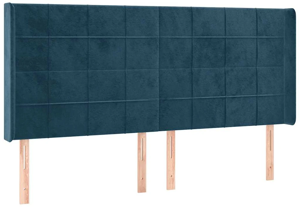 Lova su spyruoklėmis/čiužiniu/LED, mėlyna, 200x200cm, aksomas