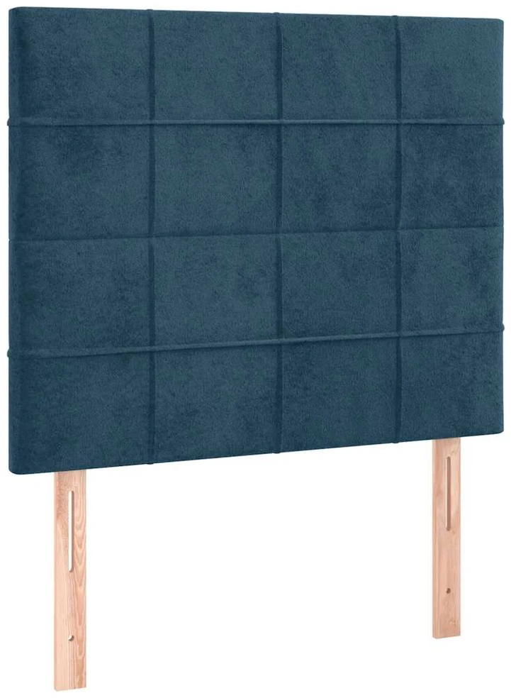Lova su spyruoklėmis/čiužiniu/LED, mėlyna, 90x190cm, aksomas