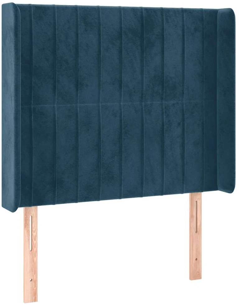 Lova su spyruoklėmis/čiužiniu/LED, mėlyna, 90x200cm, aksomas