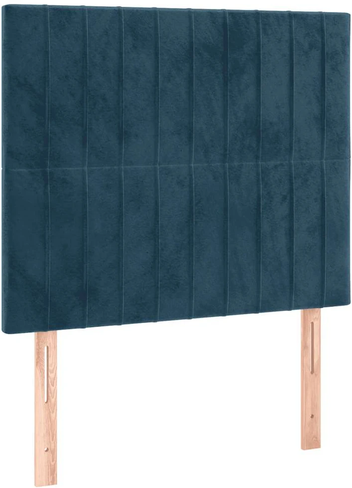 Lova su spyruoklėmis/čiužiniu/LED, mėlyna, 90x190cm, aksomas