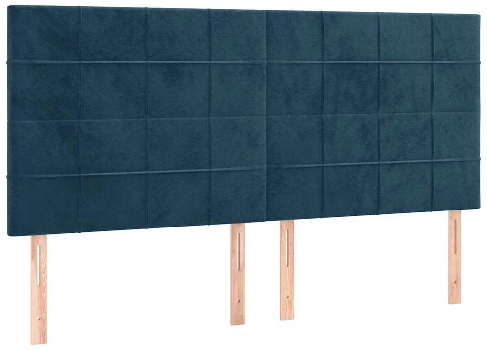 Lova su spyruoklėmis/čiužiniu/LED, mėlyna, 200x200cm, aksomas