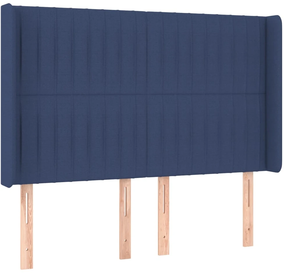 Lova su spyruoklėmis/čiužiniu/LED, mėlyna, 140x200 cm, audinys