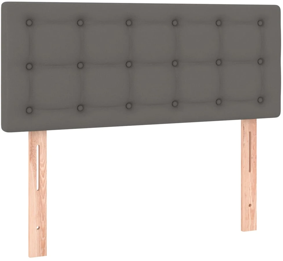 Lova su spyruoklėmis/čiužiniu/LED, pilka, 90x200cm dirbtinė oda