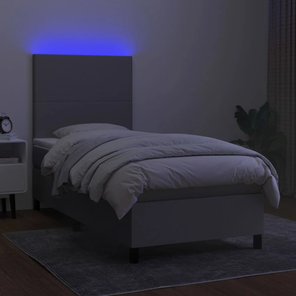 Lova su spyruoklėmis/čiužiniu/LED, pilka, 80x200cm, audinys