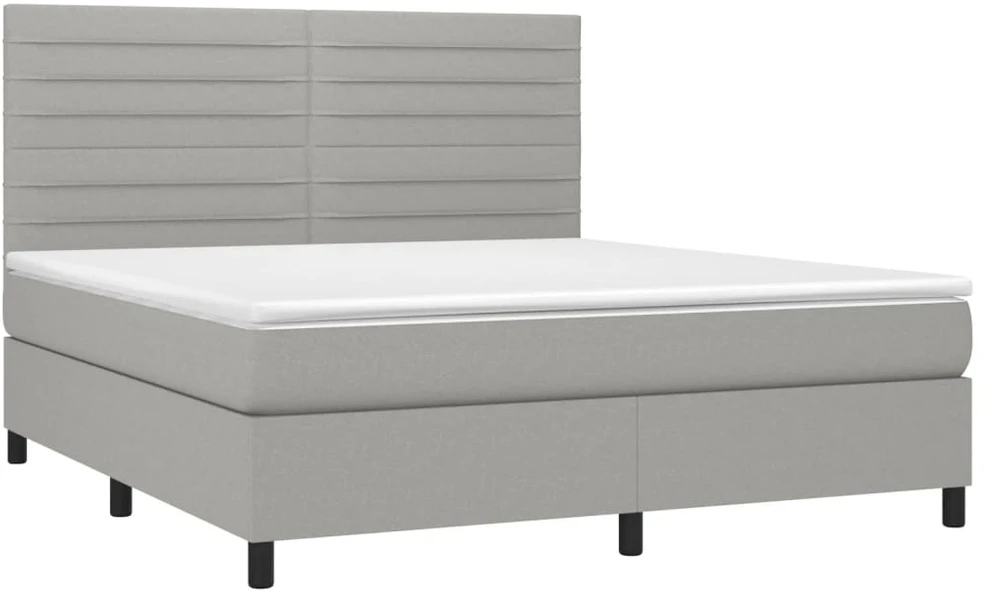 Lova su spyruoklėmis/čiužiniu/LED, pilka, 160x200 cm, audinys