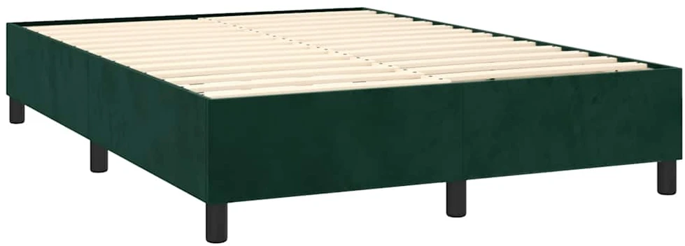 Lova su spyruoklėmis/čiužiniu/LED, žalia, 140x200cm, aksomas