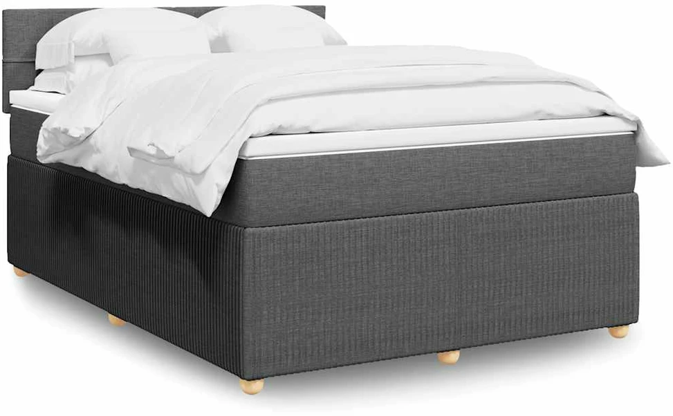 Lova su spyruoklėmis/čiužiniu,tamsiai pilka, 140x200cm, audinys
