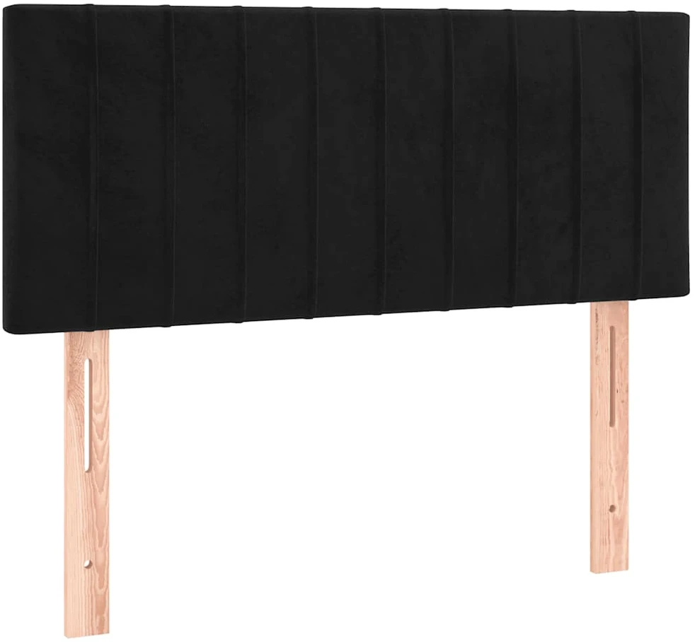 Lova su spyruoklėmis ir čiužiniu, juoda, 90x200 cm, aksomas