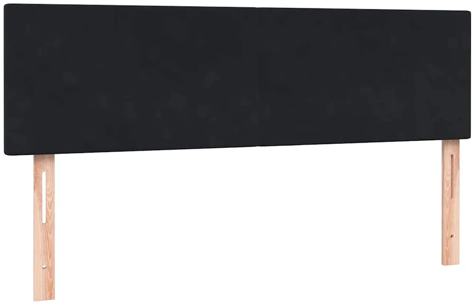 Lova su spyruoklėmis ir čiužiniu, juoda, 160x210 cm, aksomas
