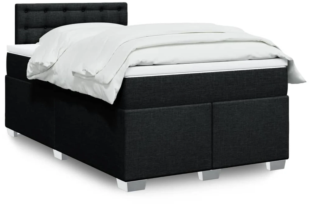 Lova su spyruoklėmis ir čiužiniu, juoda, 120x200 cm, audinys