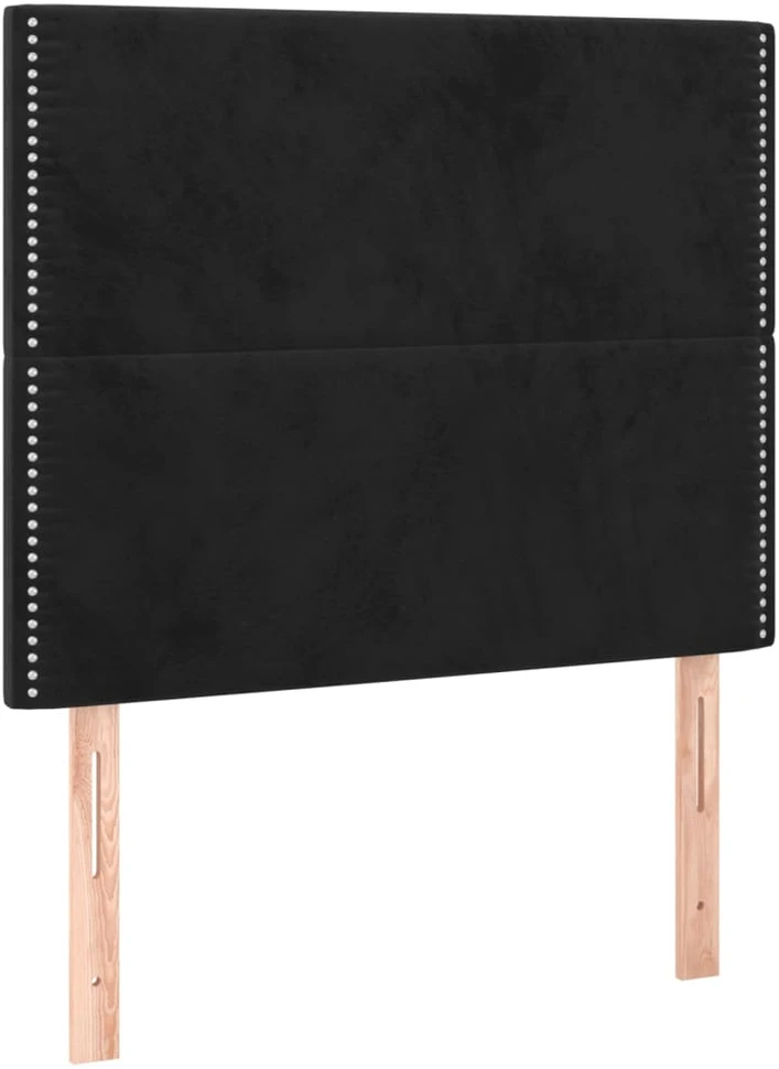 Lova su spyruoklėmis ir čiužiniu, juoda, 100x200 cm, aksomas
