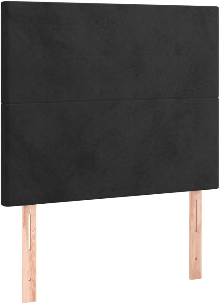 Lova su spyruoklėmis ir čiužiniu, juoda, 80x200cm, aksomas