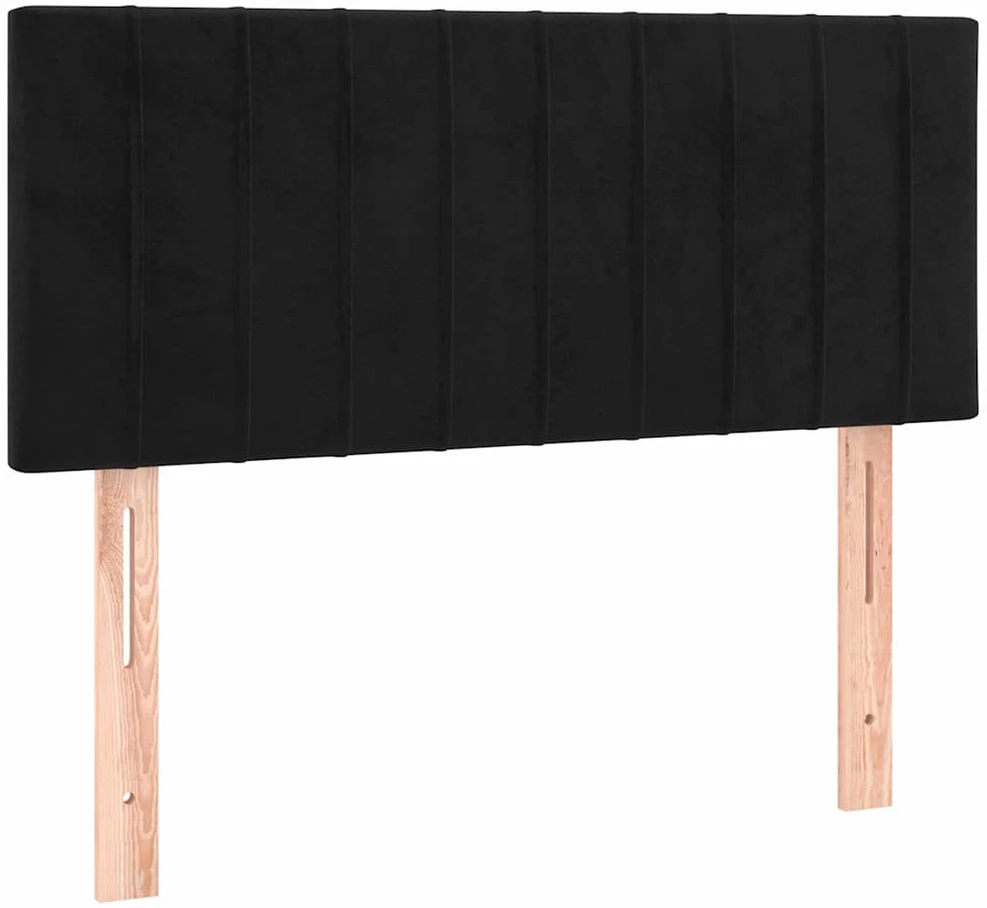 Lova su spyruoklėmis ir čiužiniu, juoda, 80x200cm, aksomas