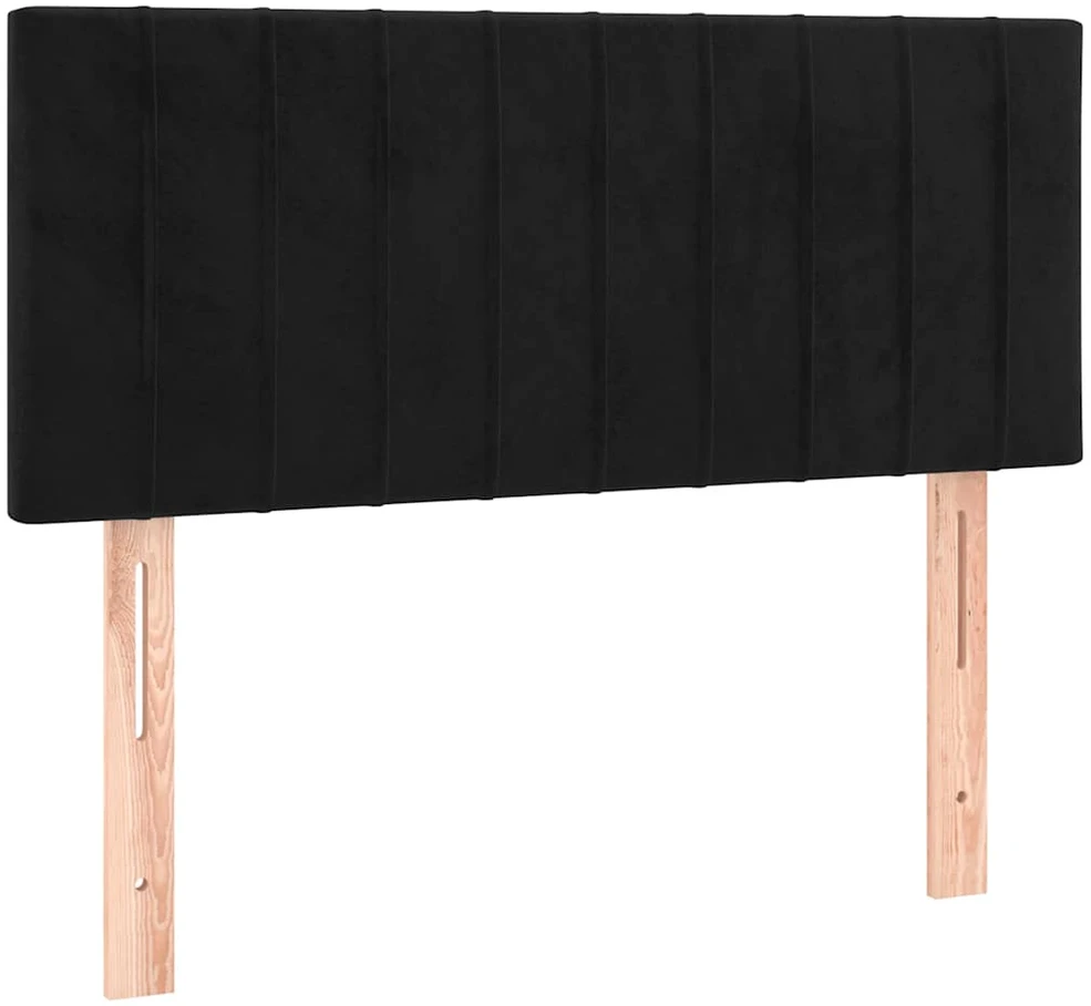 Lova su spyruoklėmis ir čiužiniu, juoda, 80x200cm, aksomas