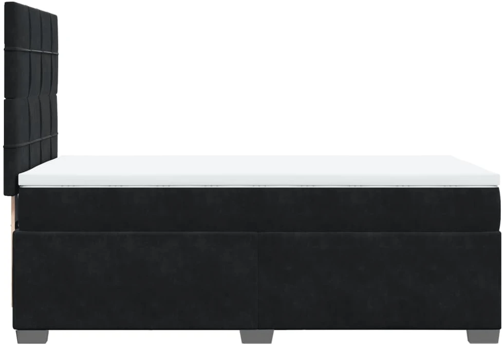 Lova su spyruoklėmis ir čiužiniu, juoda, 100x200 cm, aksomas