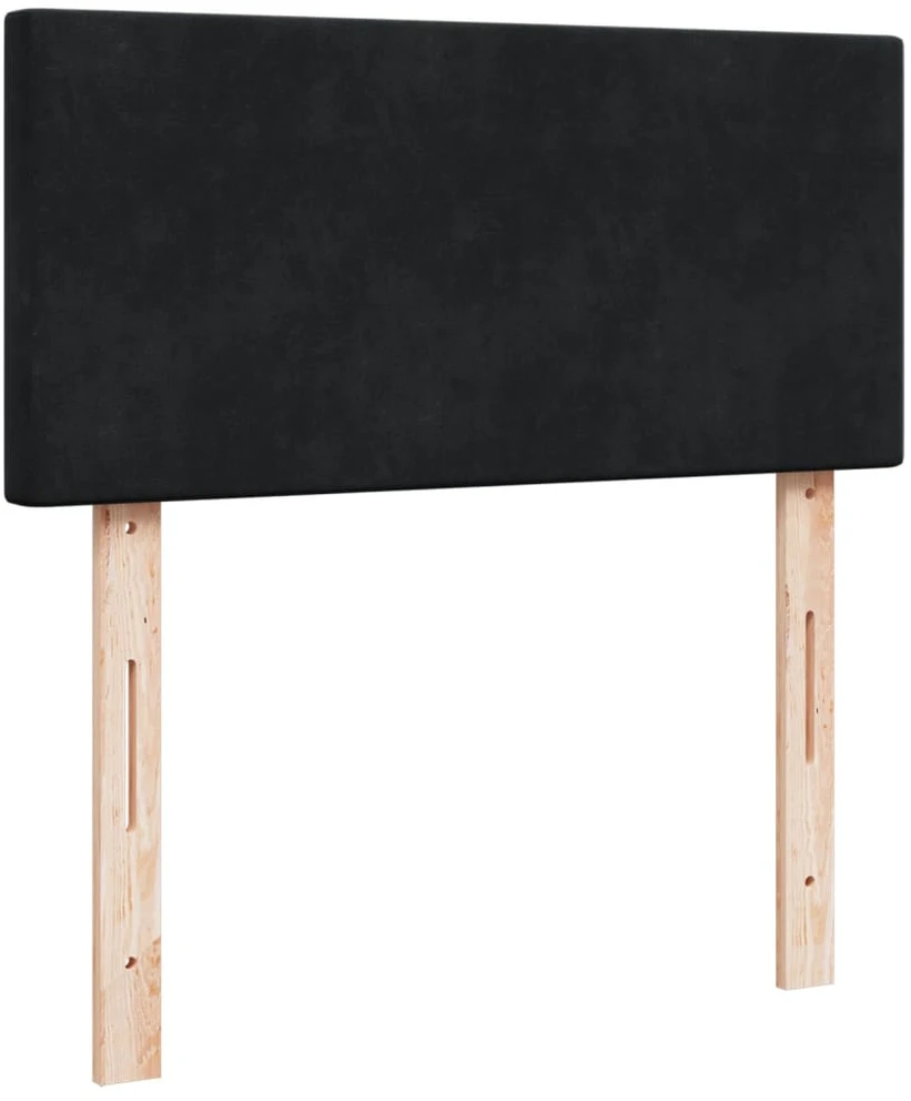 Lova su spyruoklėmis ir čiužiniu, juoda, 80x200cm, aksomas