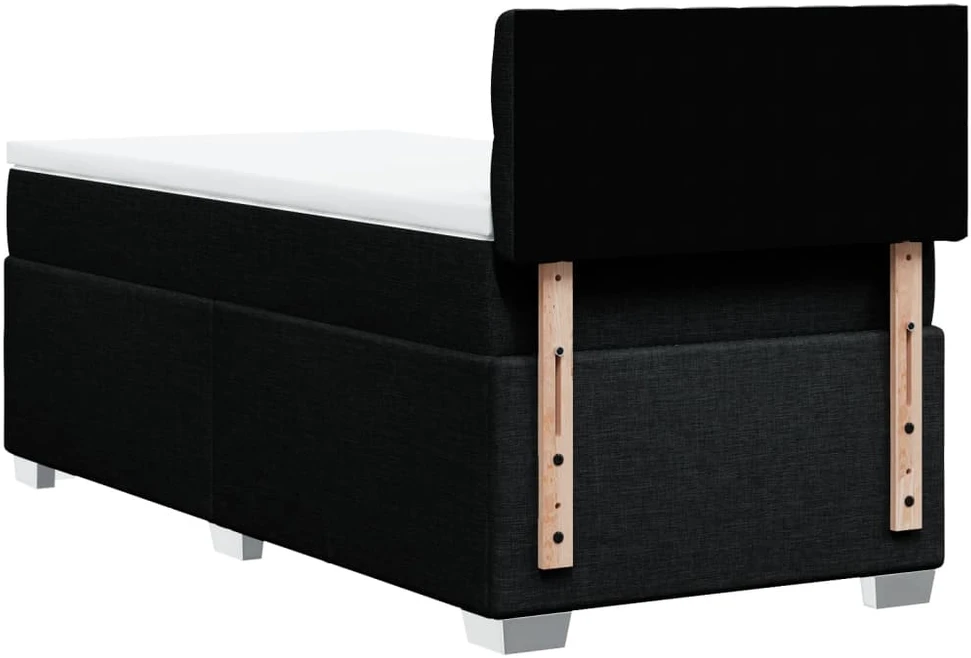 Lova su spyruoklėmis ir čiužiniu, juoda, 90x190 cm, audinys