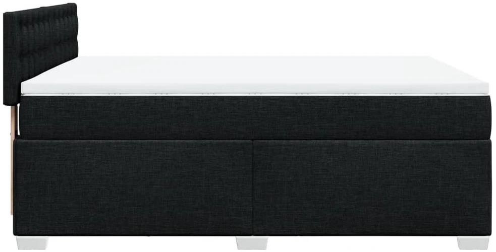 Lova su spyruoklėmis ir čiužiniu, juoda, 140x200 cm, audinys