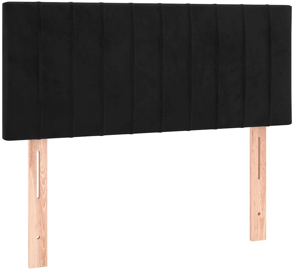 Lova su spyruoklėmis ir čiužiniu, juoda, 80x200cm, aksomas