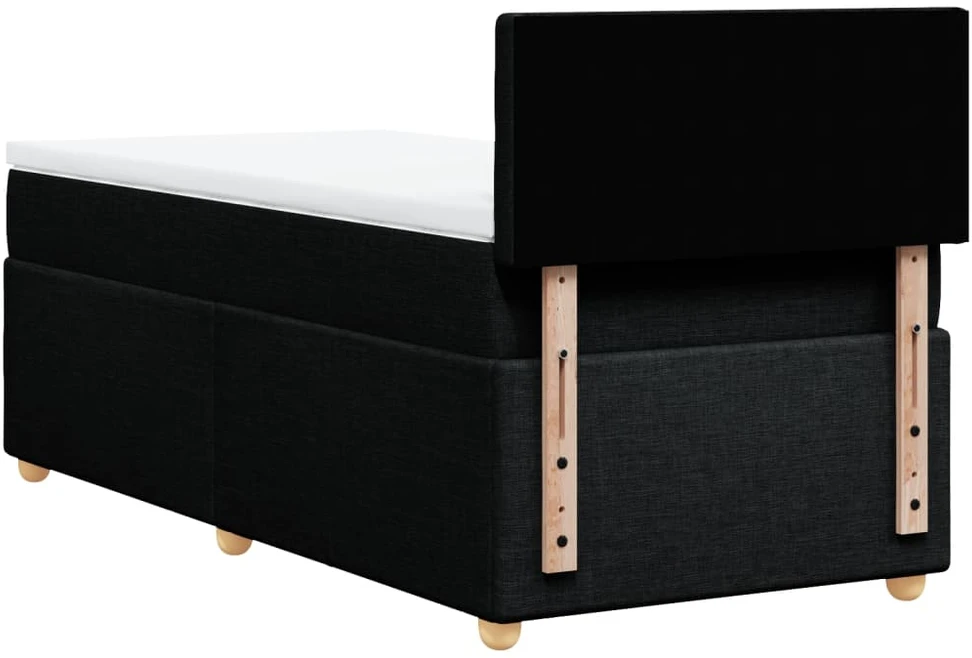 Lova su spyruoklėmis ir čiužiniu, juoda, 80x200cm, audinys