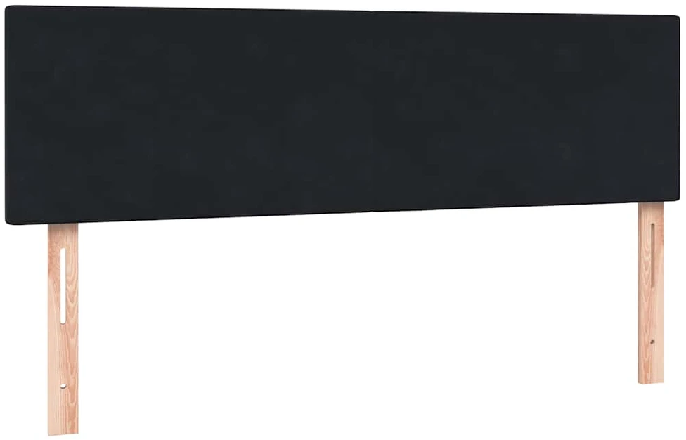 Lova su spyruoklėmis ir čiužiniu, juoda, 160x210 cm, aksomas