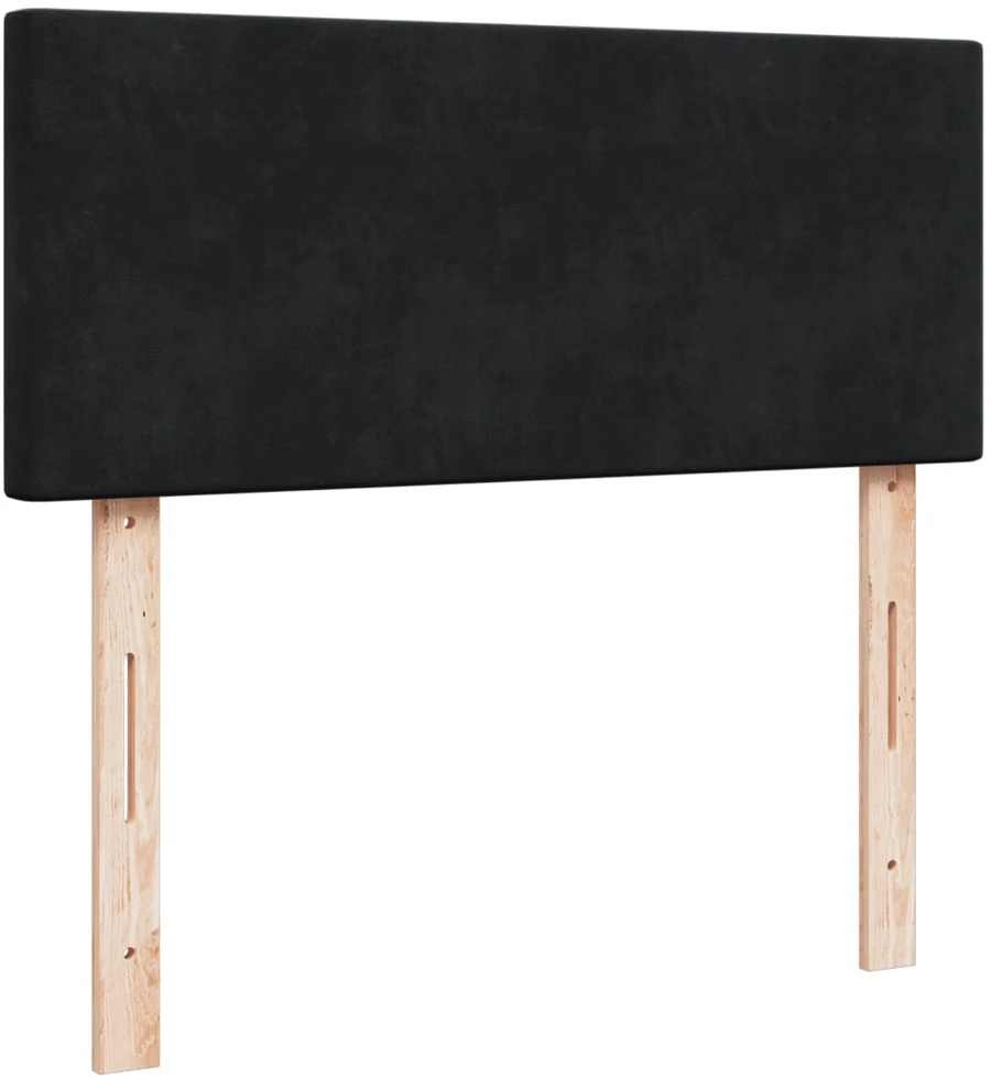 Lova su spyruoklėmis ir čiužiniu, juoda, 120x200cm, aksomas