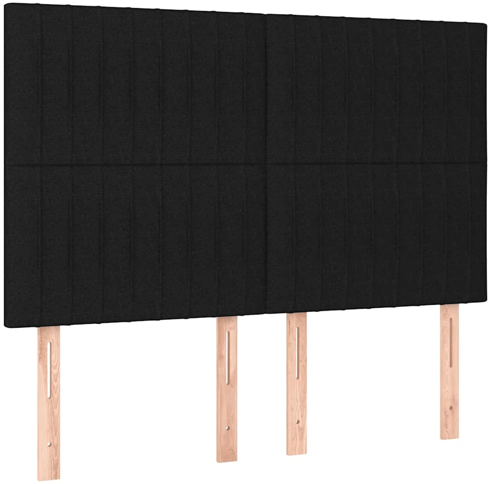 Lova su spyruoklėmis ir čiužiniu, juoda, 140x200 cm, audinys