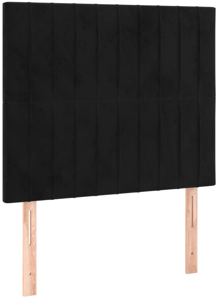 Lova su spyruoklėmis ir čiužiniu, juoda, 90x200 cm, aksomas