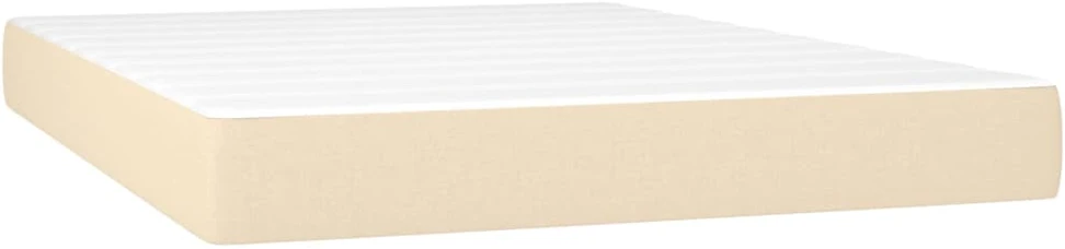 Lova su spyruoklėmis ir čiužiniu, kreminė, 140x190 cm, audinys