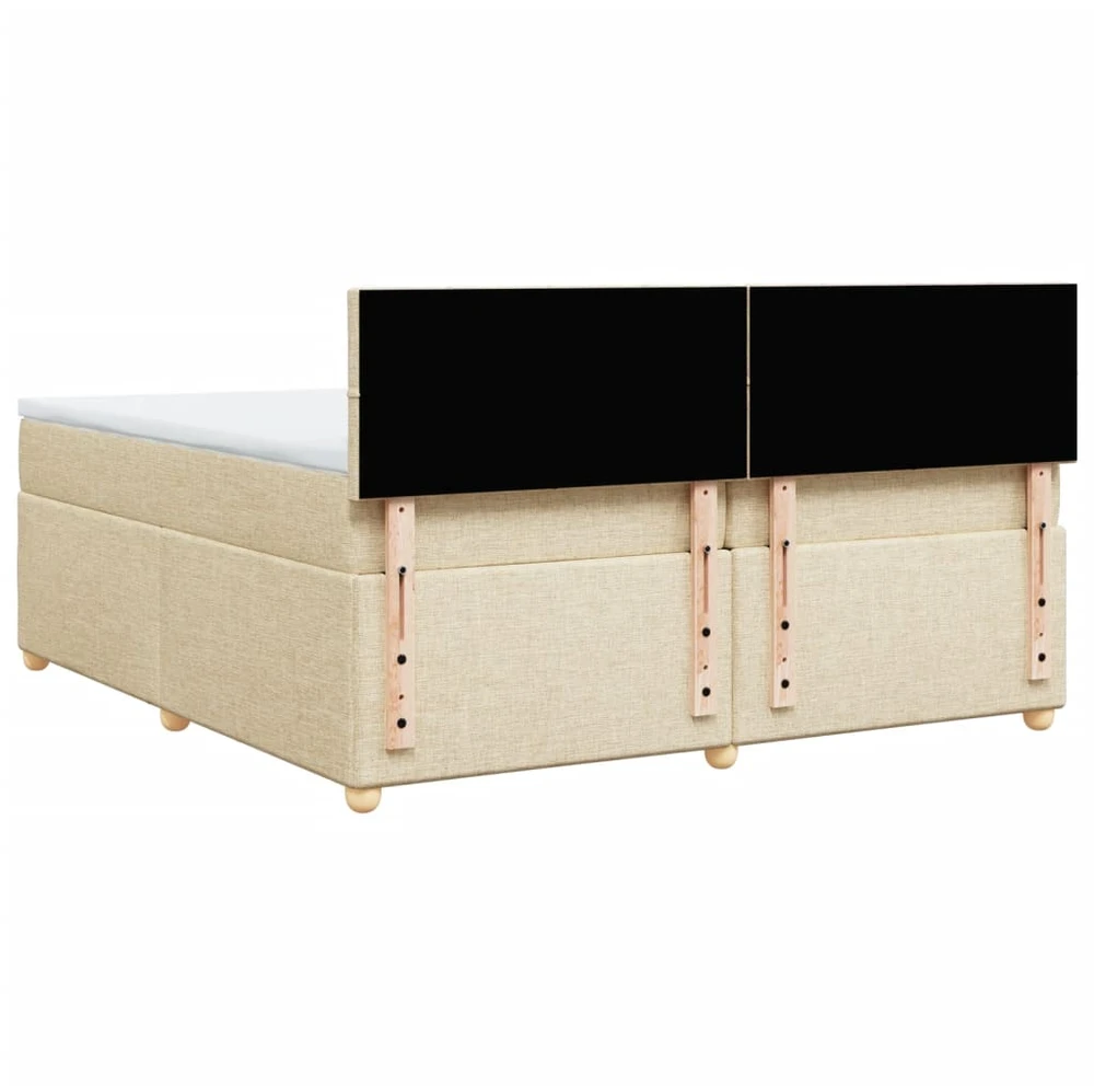 Lova su spyruoklėmis ir čiužiniu, kreminė, 200x200 cm, audinys