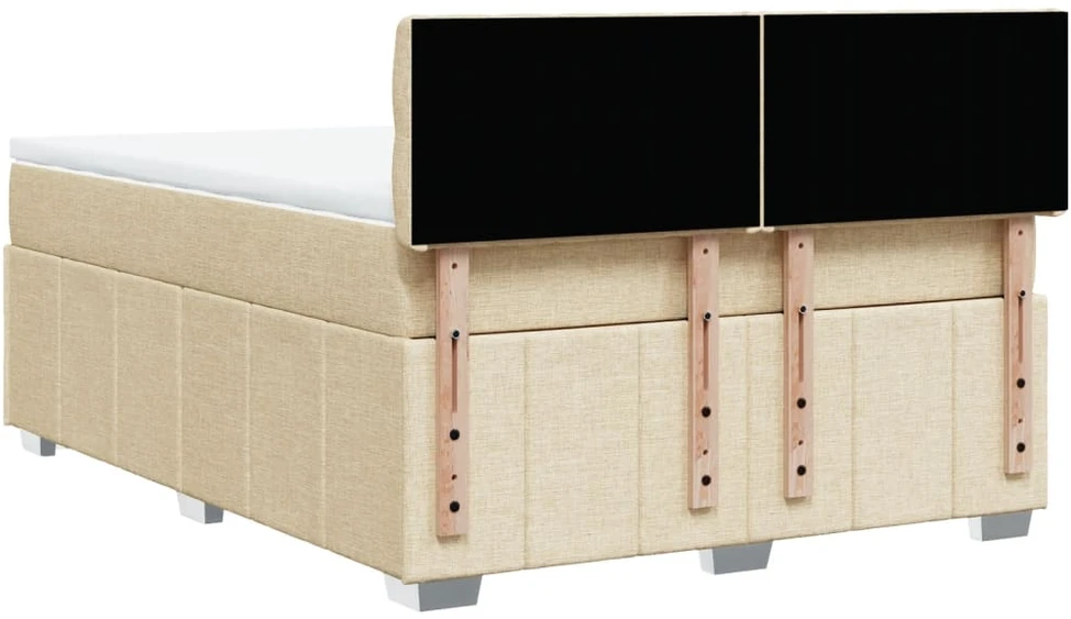 Lova su spyruoklėmis ir čiužiniu, kreminė, 140x200 cm, audinys