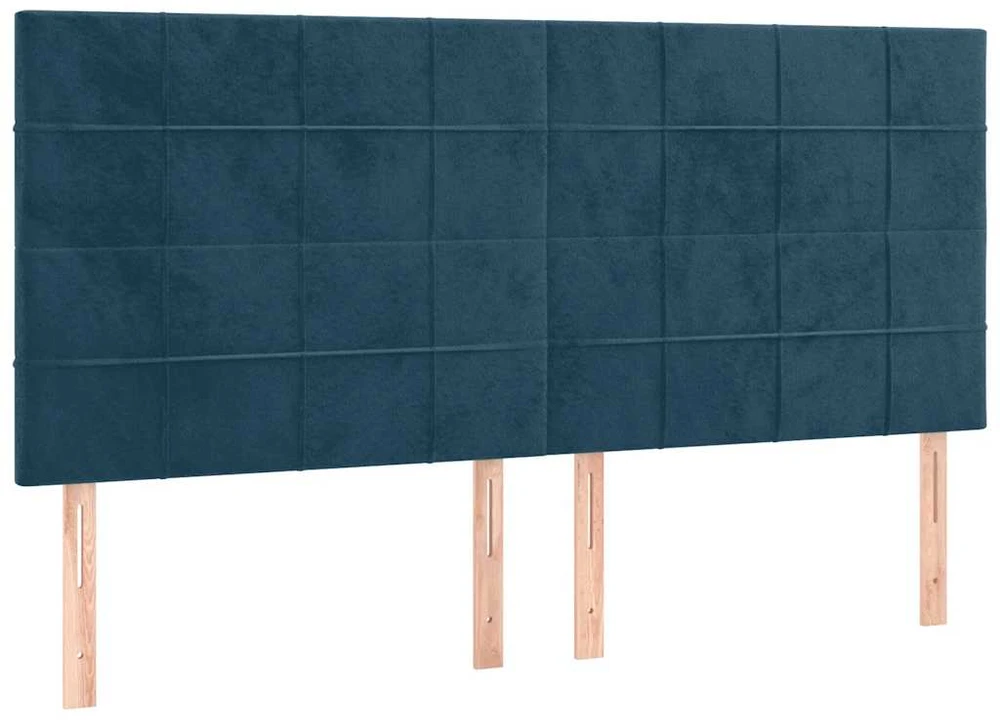 Lova su spyruoklėmis ir čiužiniu, mėlyna, 160x200 cm, aksomas