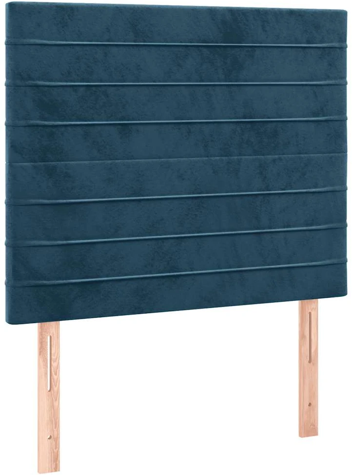 Lova su spyruoklėmis ir čiužiniu, mėlyna, 100x200 cm, aksomas