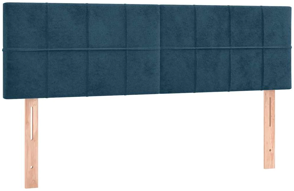 Lova su spyruoklėmis ir čiužiniu, mėlyna, 140x200 cm, aksomas