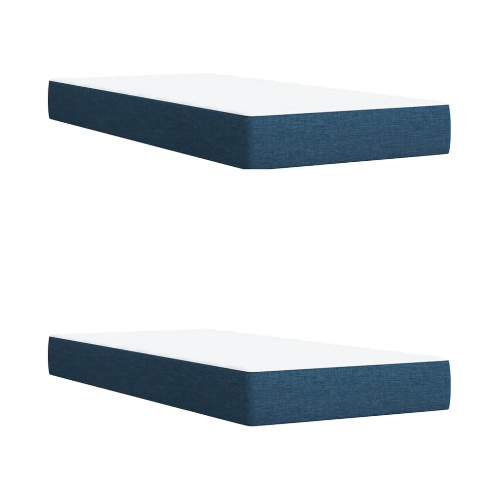 Lova su spyruoklėmis ir čiužiniu, mėlyna, 200x200 cm, audinys