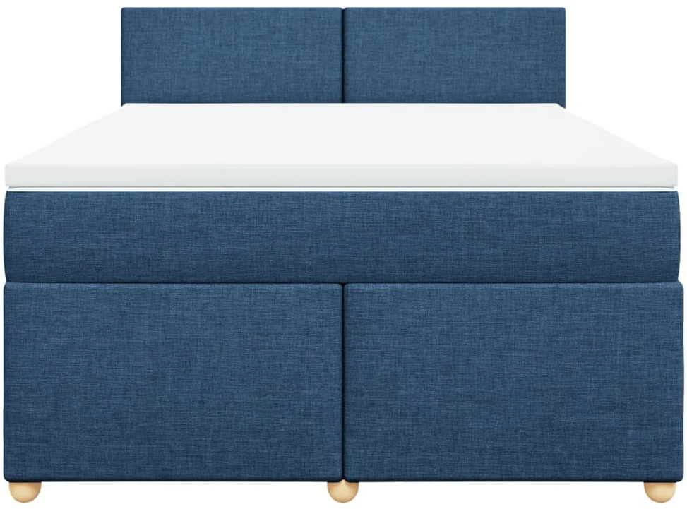 Lova su spyruoklėmis ir čiužiniu, mėlyna, 140x200 cm, audinys