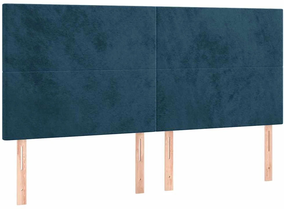 Lova su spyruoklėmis ir čiužiniu, mėlyna, 200x200 cm, aksomas
