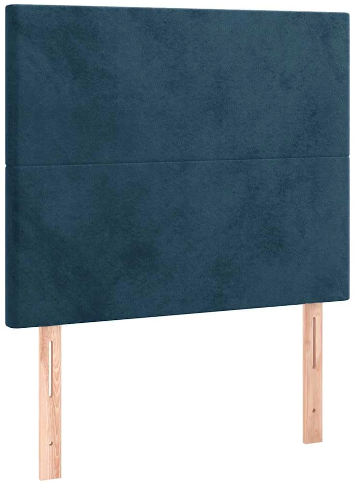 Lova su spyruoklėmis ir čiužiniu, mėlyna, 100x200 cm, aksomas