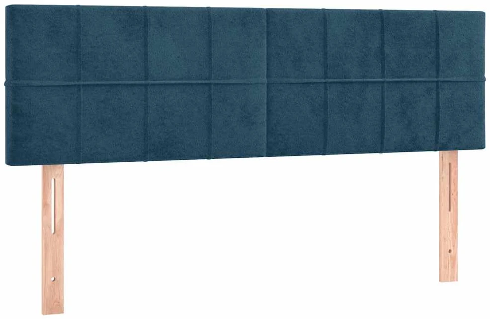 Lova su spyruoklėmis ir čiužiniu, mėlyna, 140x190 cm, aksomas