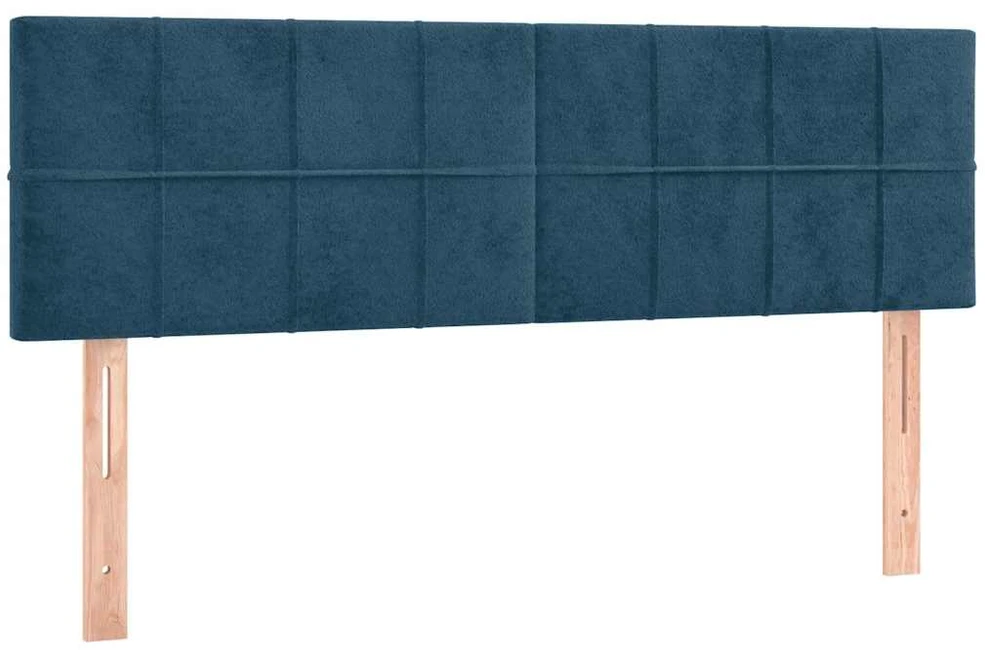 Lova su spyruoklėmis ir čiužiniu, mėlyna, 140x200 cm, aksomas