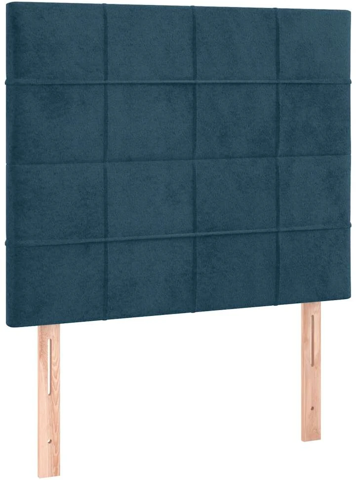 Lova su spyruoklėmis ir čiužiniu, mėlyna, 120x200cm, aksomas