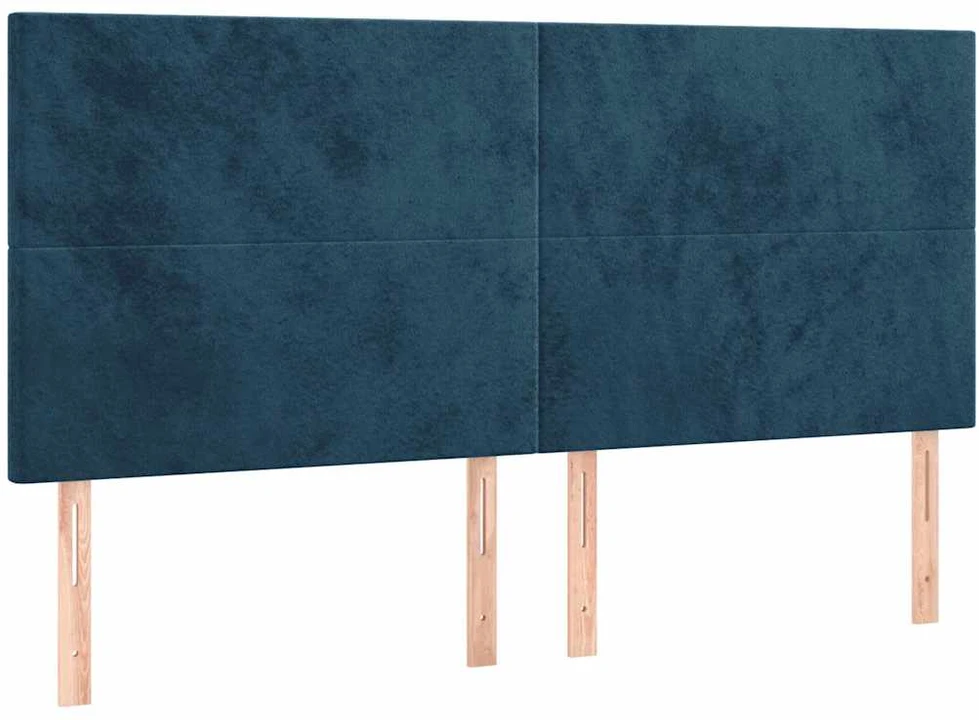 Lova su spyruoklėmis ir čiužiniu, mėlyna, 200x200 cm, aksomas