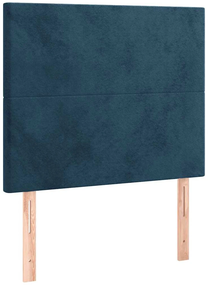 Lova su spyruoklėmis ir čiužiniu, mėlyna, 100x200 cm, aksomas
