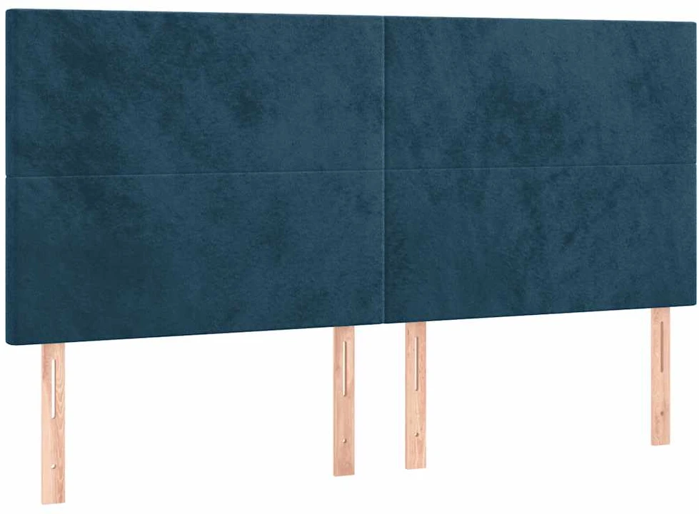 Lova su spyruoklėmis ir čiužiniu, mėlyna, 200x200 cm, aksomas