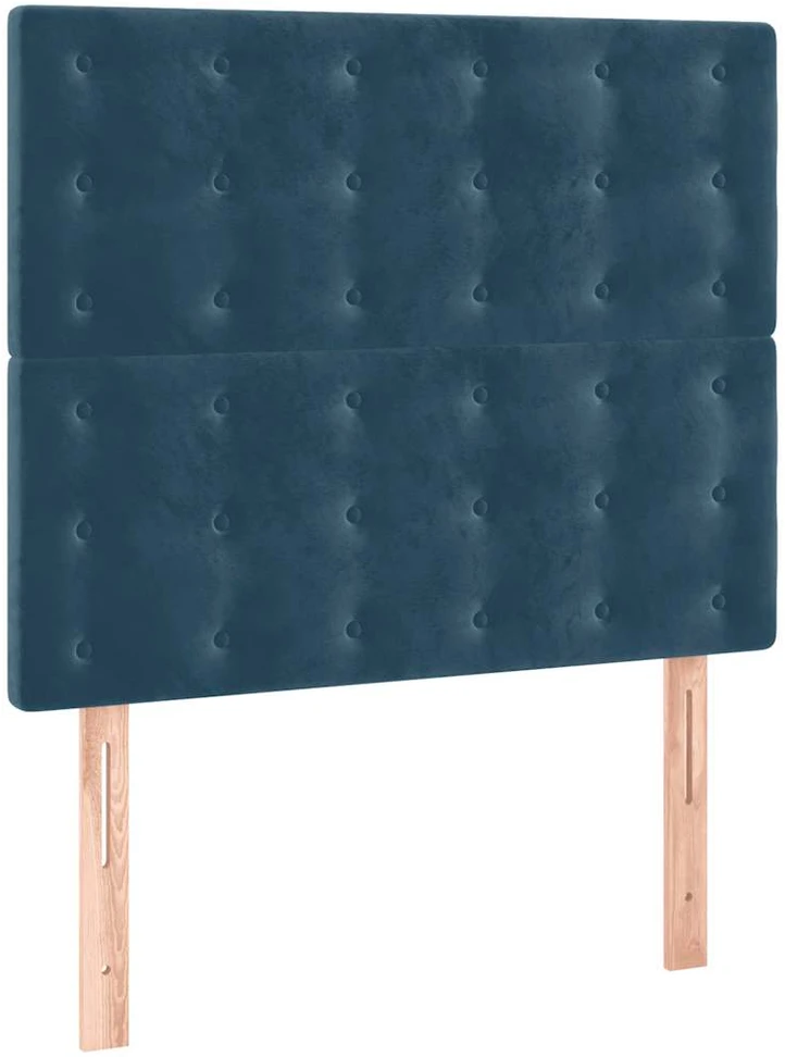 Lova su spyruoklėmis ir čiužiniu, mėlyna, 80x200cm, aksomas