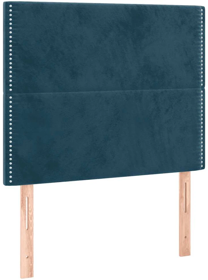 Lova su spyruoklėmis ir čiužiniu, mėlyna, 100x200 cm, aksomas