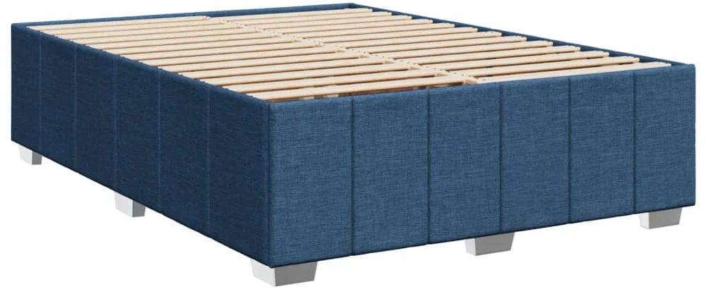 Lova su spyruoklėmis ir čiužiniu, mėlyna, 140x200 cm, audinys