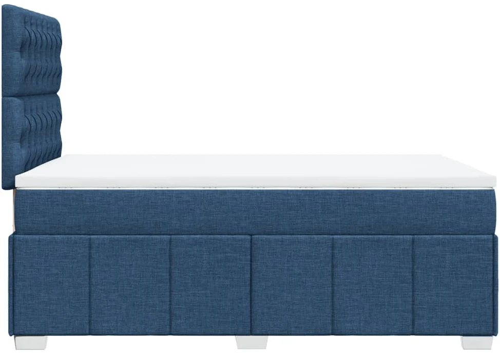 Lova su spyruoklėmis ir čiužiniu, mėlyna, 120x200 cm, audinys