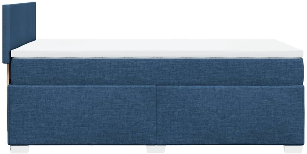 Lova su spyruoklėmis ir čiužiniu, mėlyna, 90x190 cm, audinys